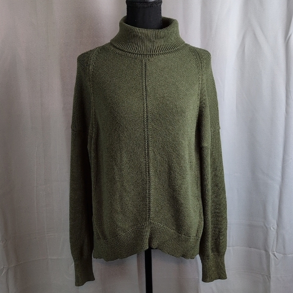 Kori Green Turtleneck Sweater with Relaxed Fit - Picture 1 of 7